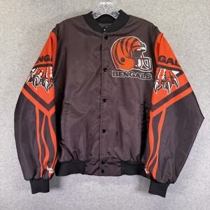 Vintage Cincinnati Bengals Jacket Mens Medium Orange NFL Football Chalk Line 90s